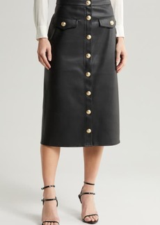 L'AGENCE Milann Faux Leather Midi Skirt