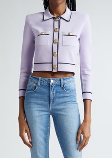 L'AGENCE Neo Contrast Trim Crop Sweater Jacket
