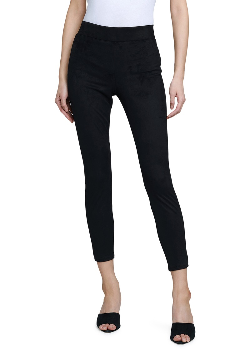L'AGENCE Nini Stretch Cotton Faux Suede Pants in Black at Nordstrom Rack