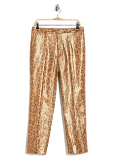 L'AGENCE Rebel Linen Blend Pants in Gold Multi Foil Large Cheetah at Nordstrom Rack