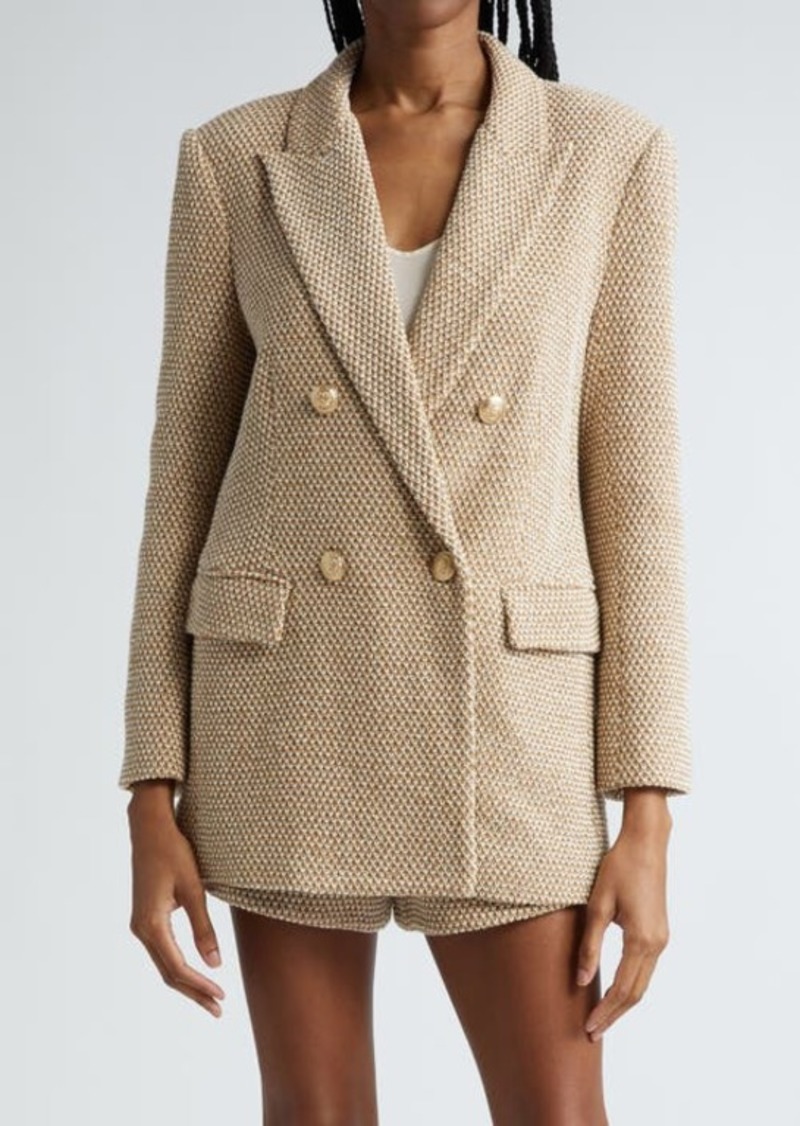 L'AGENCE Riva Double Breasted Knit Blazer