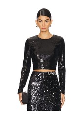 L'AGENCE Rogan Crop Sequin Long Sleeve Top