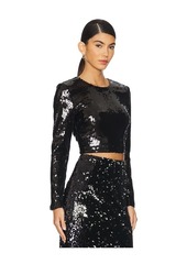 L'AGENCE Rogan Crop Sequin Long Sleeve Top