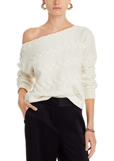 L'Agence Shan Off-the-Shoulder Cable Knit Sweater