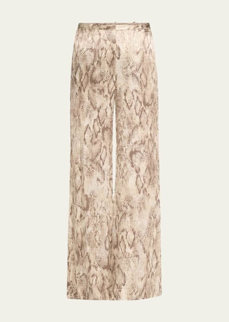 L'Agence Snake Pilar Wide-Leg Pants