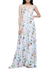 L'AGENCE Stefani Floral Print Empire Waist Maxi Dress in Ivory Multi at Nordstrom