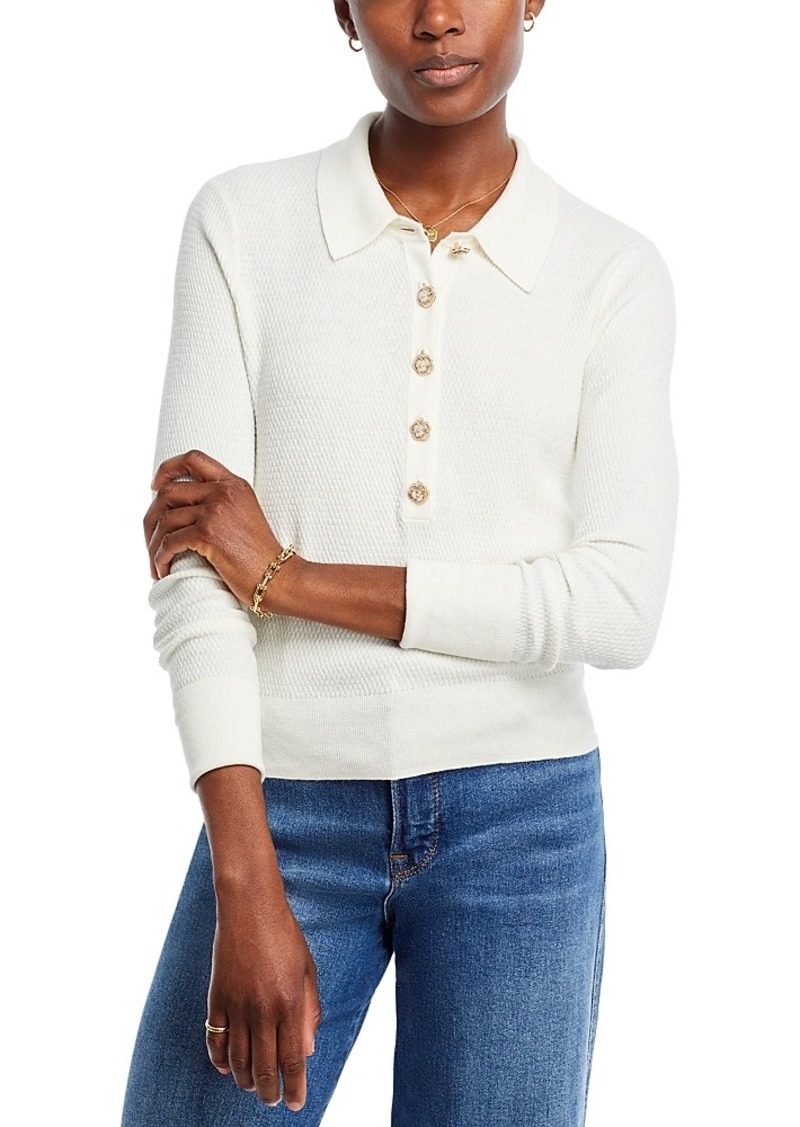 L'Agence Sterling Jewel Button Collared Sweater
