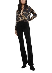 L'Agence Stevie High Rise Chain Trim Straight Leg Jeans in Noir