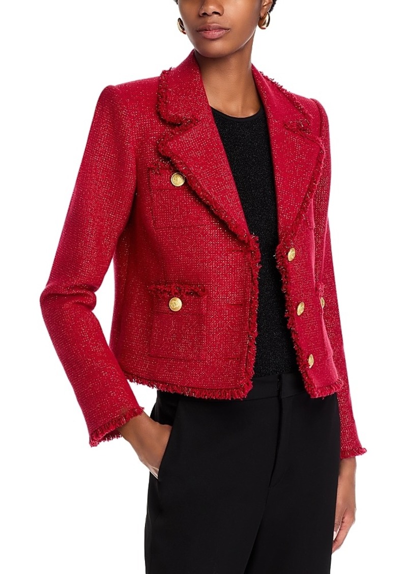 L'Agence Sylvia Fringe Trim Tweed Jacket