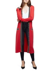L'AGENCE Tinsley Long Merino Wool & Cashmere Cardigan in Fiery Red at Nordstrom