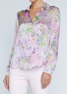 L'AGENCE Tyler Floral Silk Button-Up Shirt