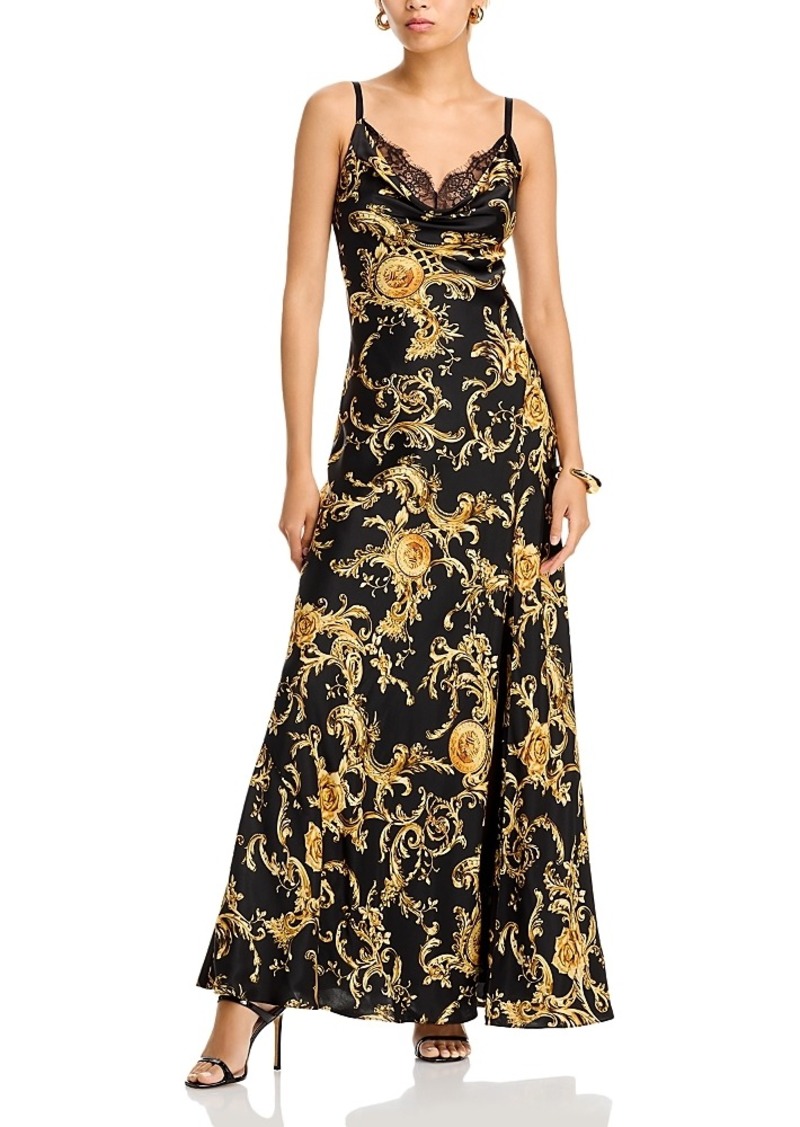 L'Agence Venice Lace Cowl Neck Silk Gown