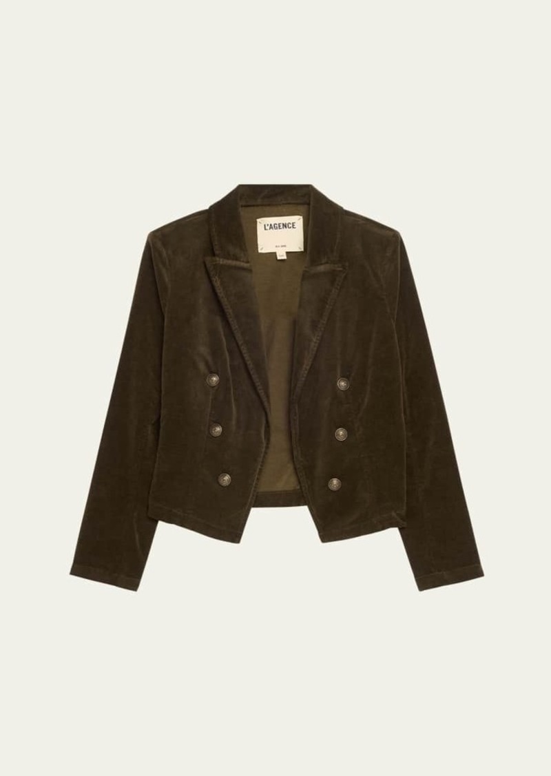 L'Agence Wayne Cropped Velvet Jacket