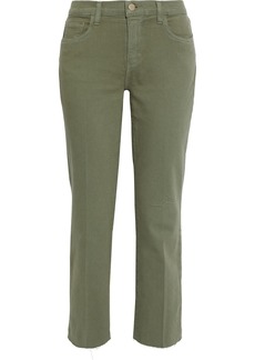 L'Agence - Sada frayed cropped high-rise slim-leg jeans - Green - 23