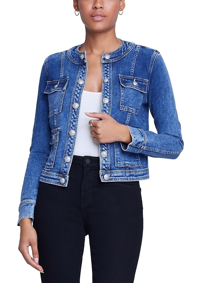 L'Agence Yari Collarless Denim Jacket