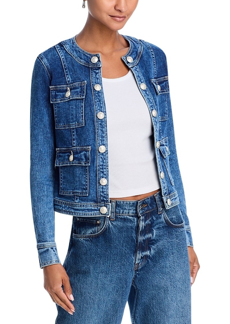 L'Agence Yari Collarless Denim Jacket