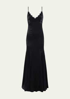 L'Agence Zanna Lace-Trim Silk Gown