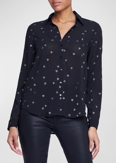L'Agence Laurent Heart-Printed Button-Front Shirt 