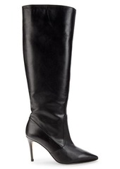 L'Agence Lena III Snake Embossed Leather Knee Length Boots