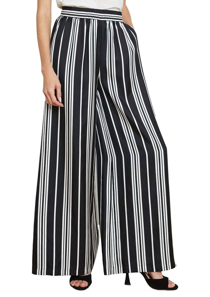 L'Agence Lillian Wide Leg Pant In Black/white Striped