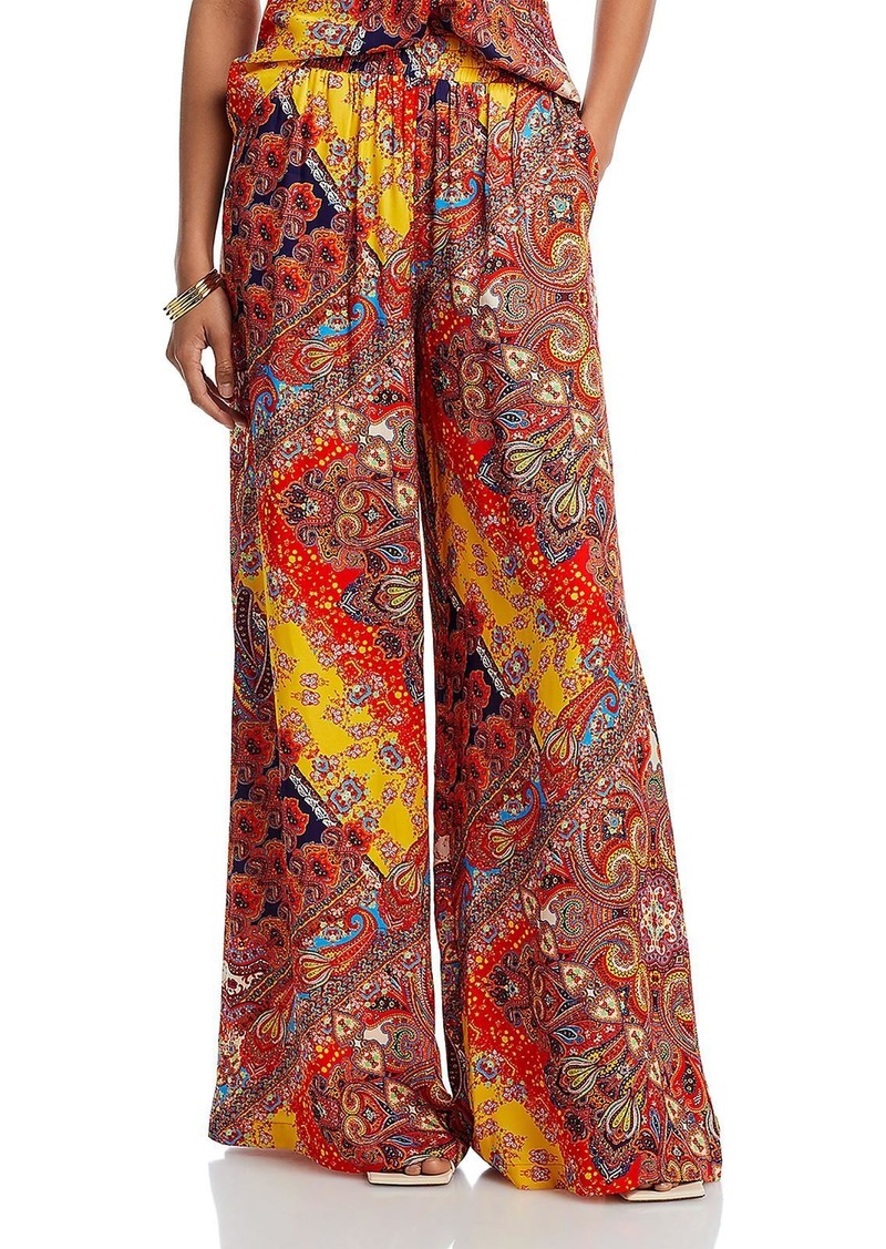 L'Agence Lillian Womens Paisley Silk Wide Leg Pants