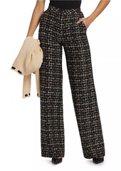 L'Agence Livvy Houndstooth Tweed High-Rise Straight-Leg Pants