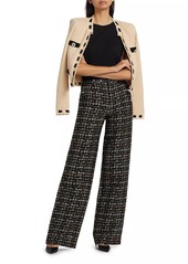 L'Agence Livvy Houndstooth Tweed High-Rise Straight-Leg Pants