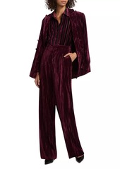 L'Agence Livvy Velvet High-Rise Straight-Leg Pants