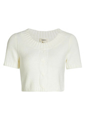 L'Agence Liz Short Sleeve Boucle Sweater