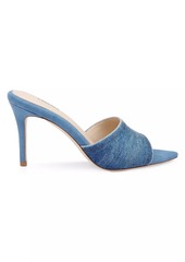 L'Agence Lolita V Denim & Suede Heeled Mules