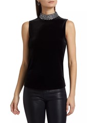 L'Agence Madelyn Crystal-Embellished Mock Turtleneck Sleeveless Top