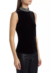 L'Agence Madelyn Crystal-Embellished Mock Turtleneck Sleeveless Top