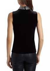 L'Agence Madelyn Crystal-Embellished Mock Turtleneck Sleeveless Top