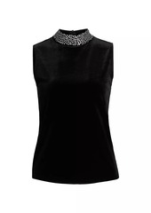 L'Agence Madelyn Crystal-Embellished Mock Turtleneck Sleeveless Top