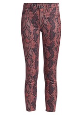 L'Agence Margot High-Rise Ankle Skinny Coated Python-Print Jeans