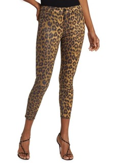 L'Agence Margot Mid Rise Stretch Skinny Cropped Cheetah Jeans