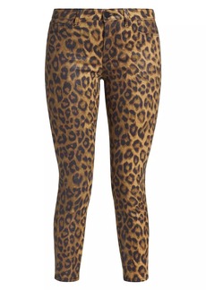 L'Agence Margot Mid-Rise Stretch Skinny Cropped Cheetah Jeans