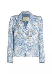 L'Agence Marie Double-Breasted Paisley Cotton Blazer