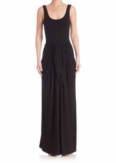 L'Agence Melissa Long Tie-Front Dress In Black
