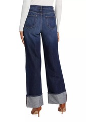 L'Agence Miley Wide-Leg Cuff Jeans