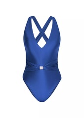 L'Agence Monaco Lisa Shimmer Plunge One-Piece Swimsuit