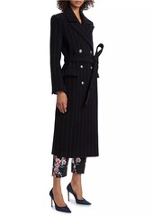 L'Agence Olina Pinstripe Wool-Blend Belted Coat