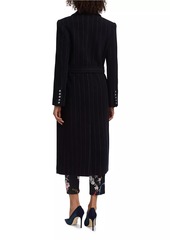 L'Agence Olina Pinstripe Wool-Blend Belted Coat