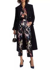 L'Agence Olina Pinstripe Wool-Blend Belted Coat