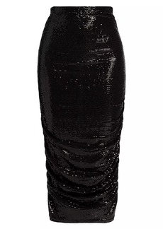 L'Agence Otis Sequined Ruched Pencil Skirt