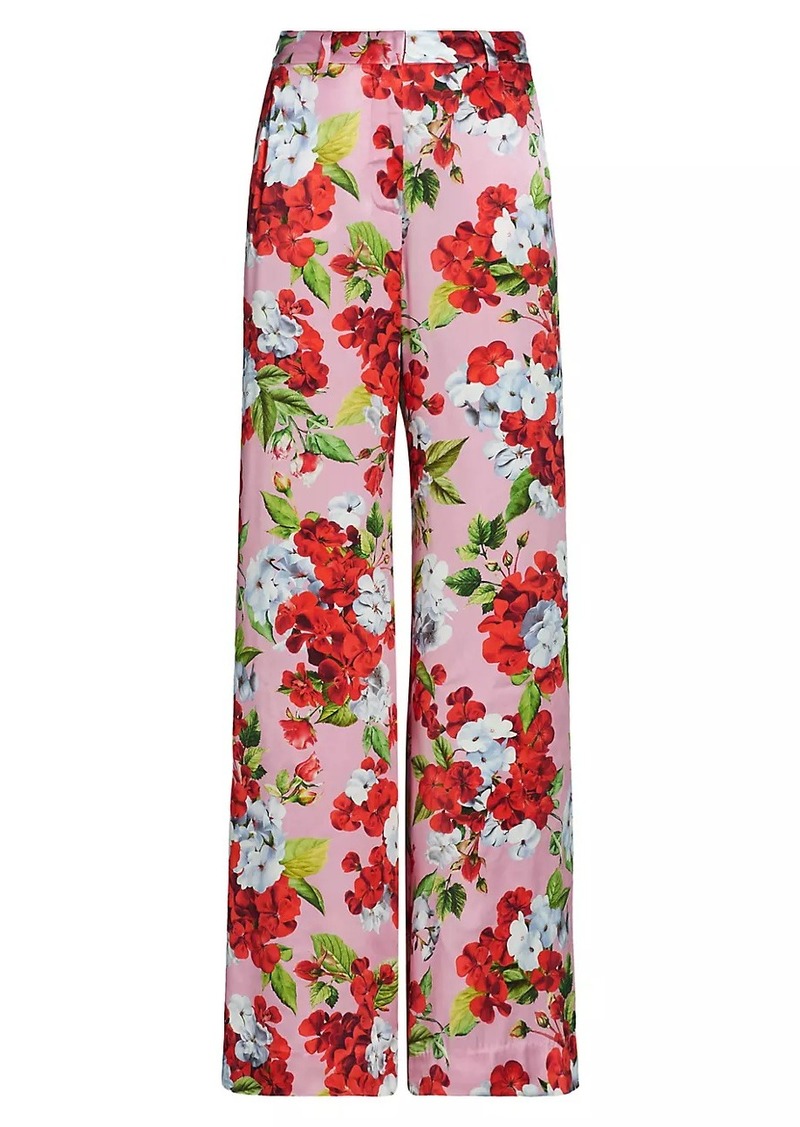 L'Agence Pilar Floral Print Wide-Leg Pants