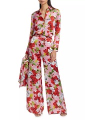 L'Agence Pilar Floral Print Wide-Leg Pants