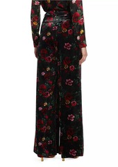 L'Agence Pilar Floral Velvet Wide-Leg Pants