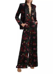 L'Agence Pilar Floral Velvet Wide-Leg Pants