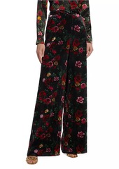 L'Agence Pilar Floral Velvet Wide-Leg Pants